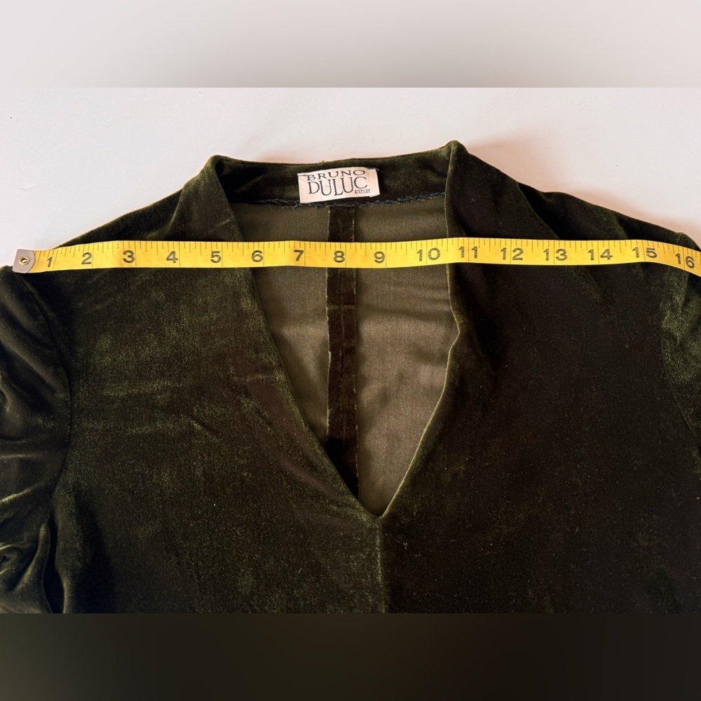 bruno duluc for kush green goth punk velvet velour v neck stretch maxi dress - Picture 7 of 14